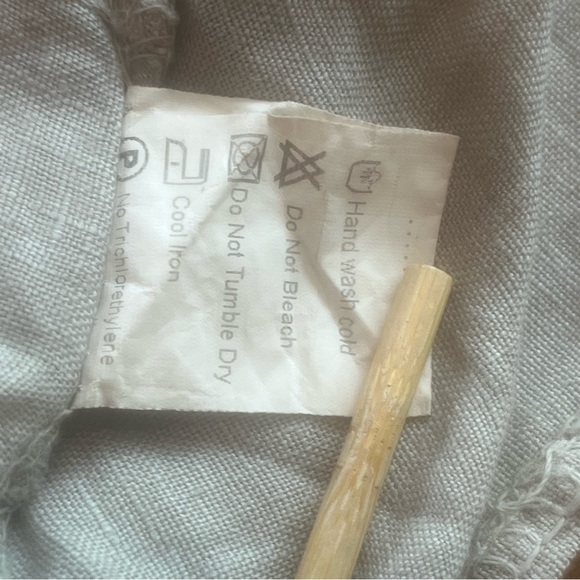 Rosemarie Made In Italy 100% Linen Taupe Minimalist Roll Tab Sleeve Dress M - Picture 9 of 10